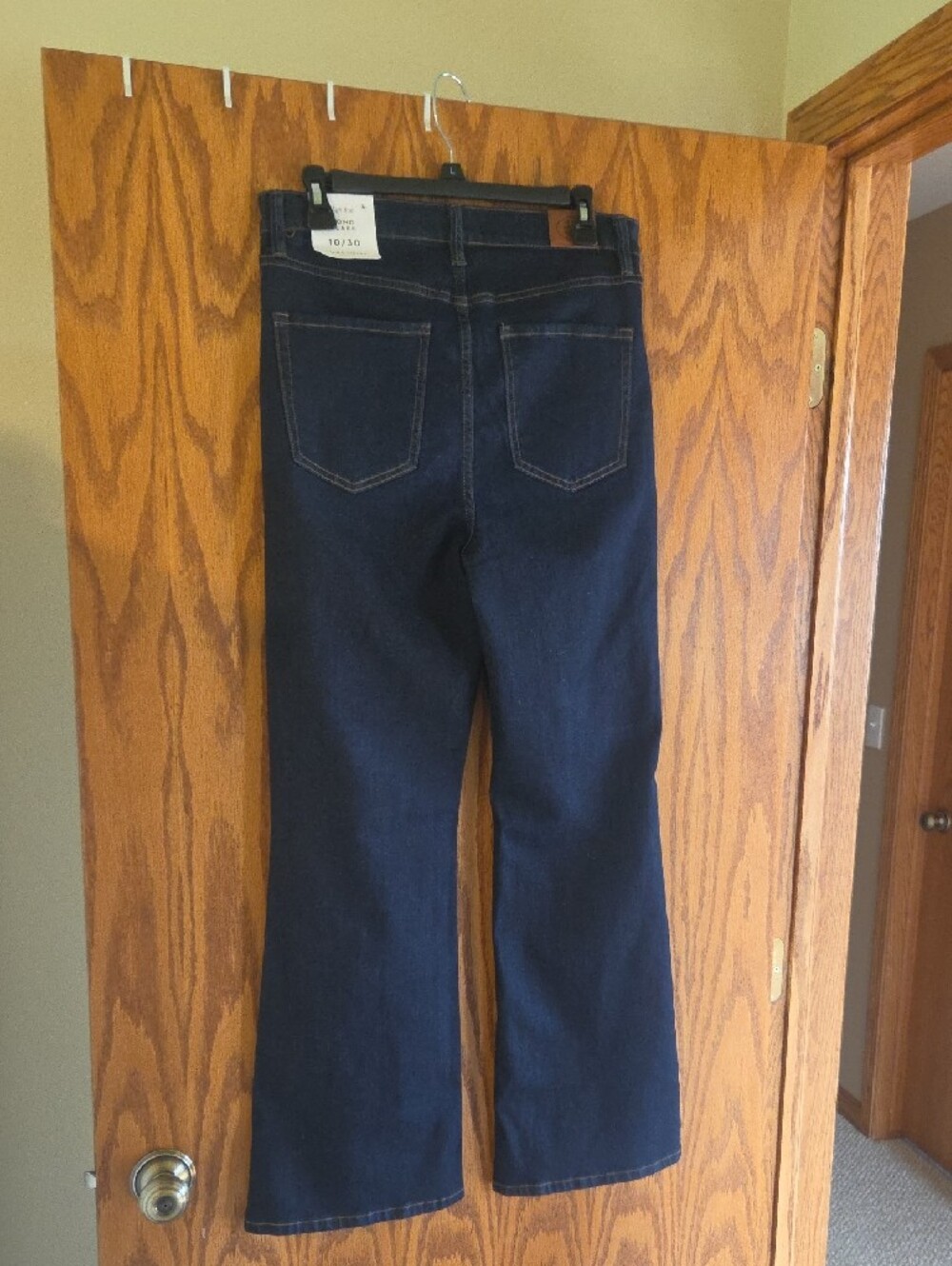 Laura Ashley Dark Blue Flare Jeans with Button-Fly - Picture 5 of 5